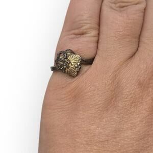 Grape Leaf Vintage 12K Gold Filled Sterling Silver Ring Size 9